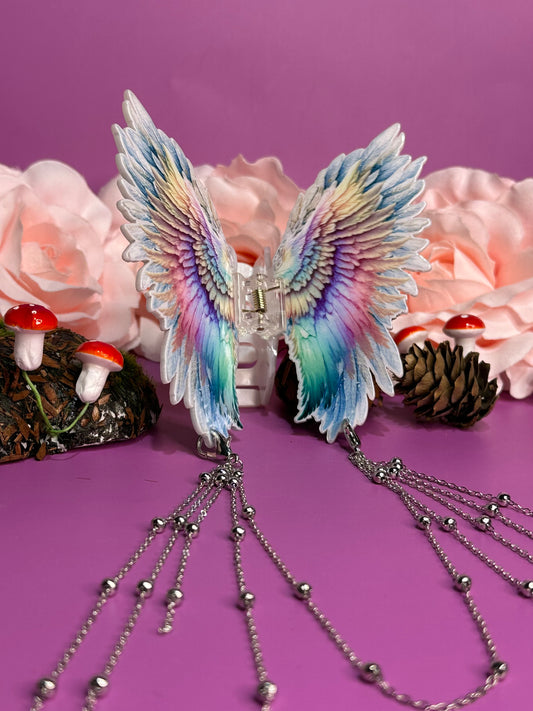 LIKE A PRAYER - Angel wing hair clasp with chain
