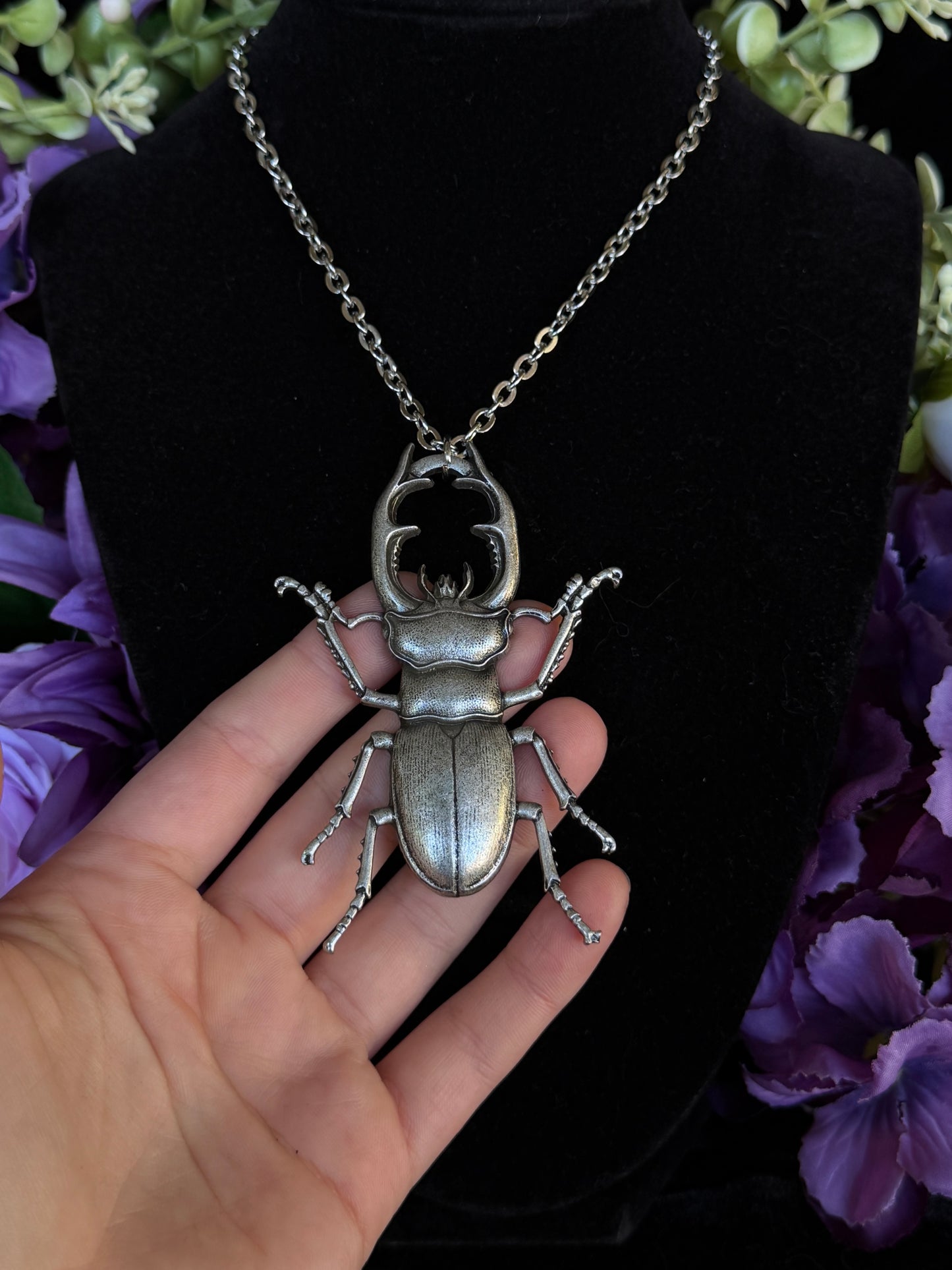 STAG BEETLE - Mother of Hades Insect Life Size Necklace