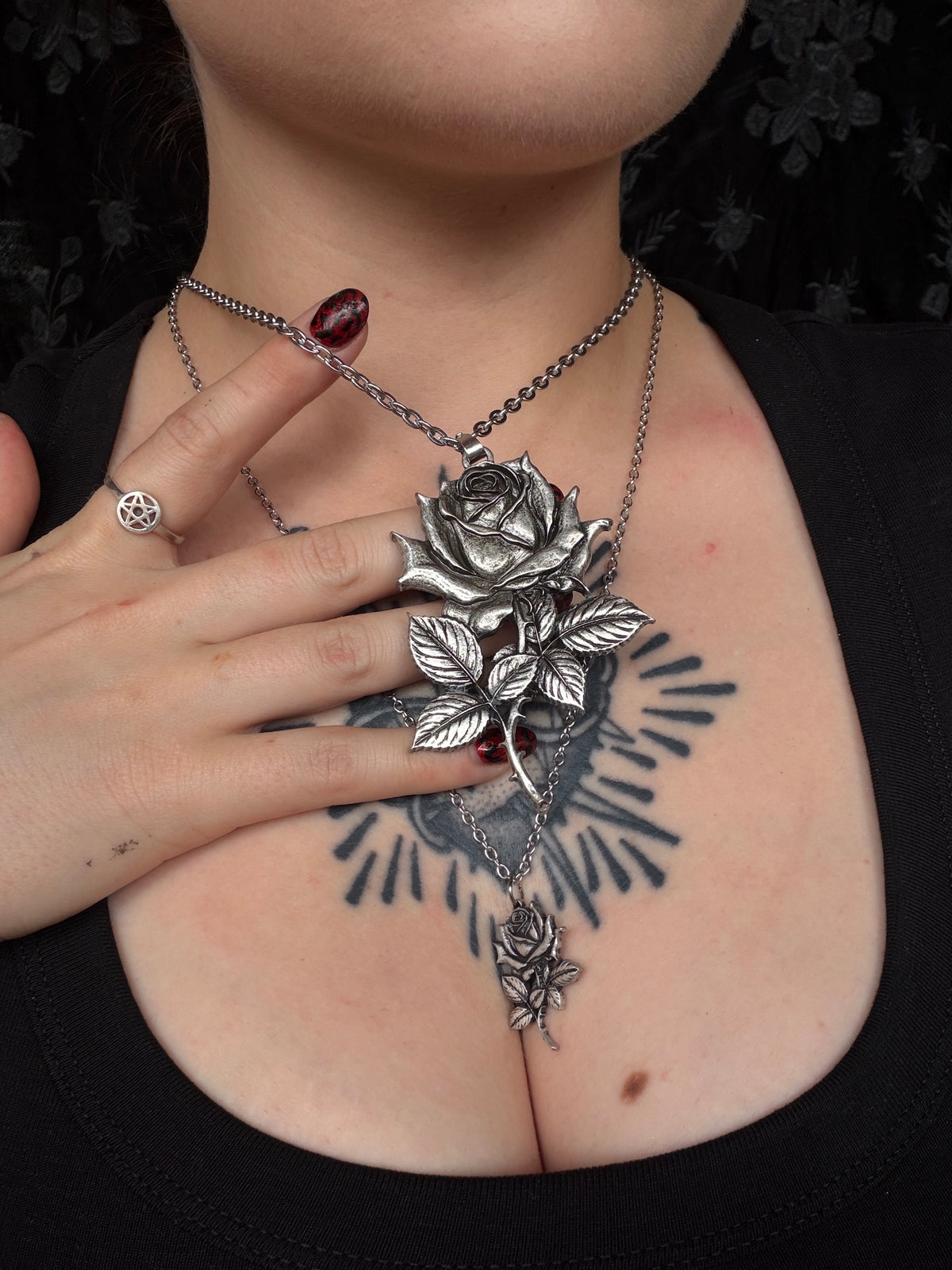 MINI CONDOLENCES ROSE - Mother of Hades Mini Rose Necklace
