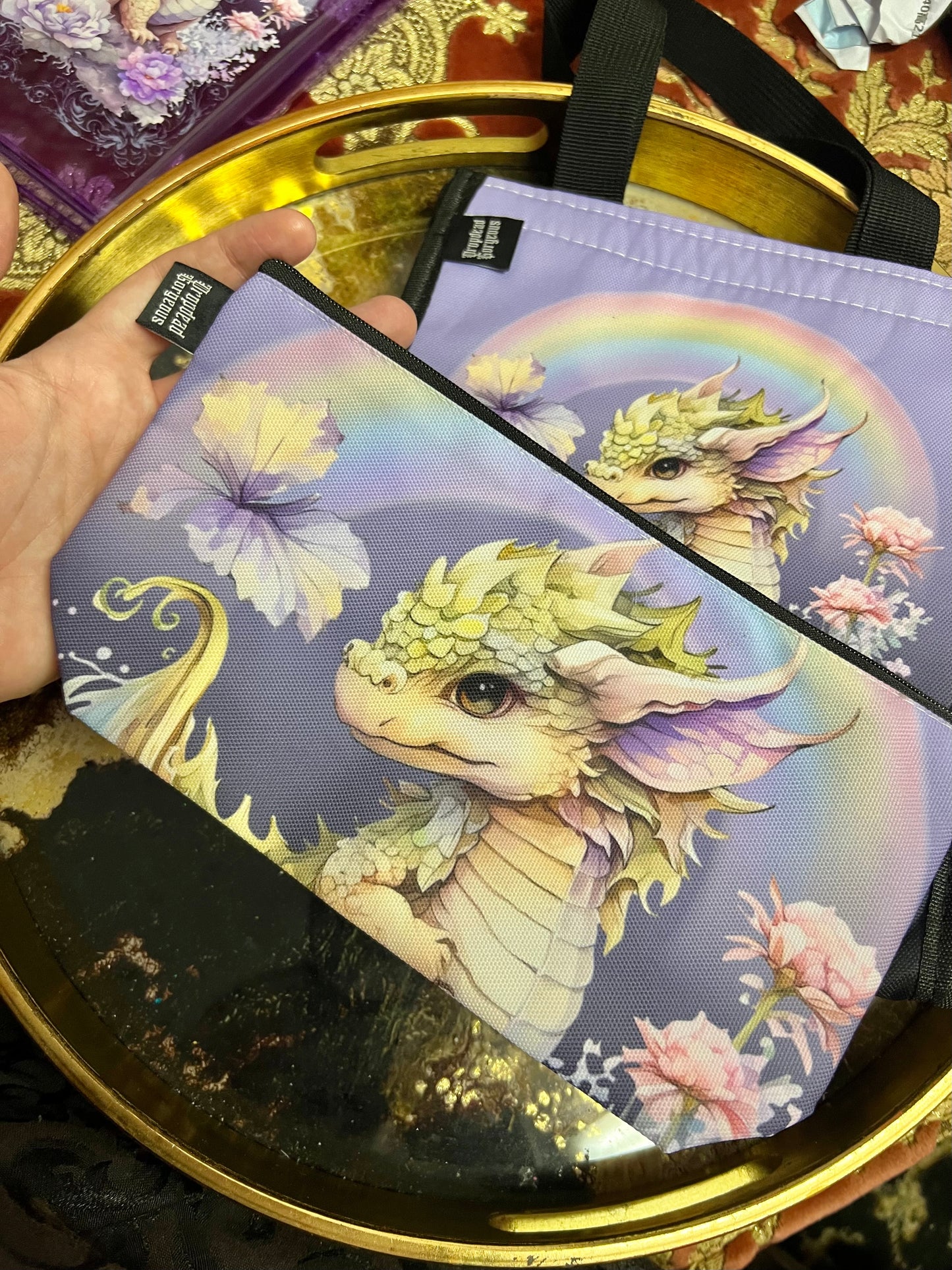 LAVENDER DRAGON - lunch / pencil case set