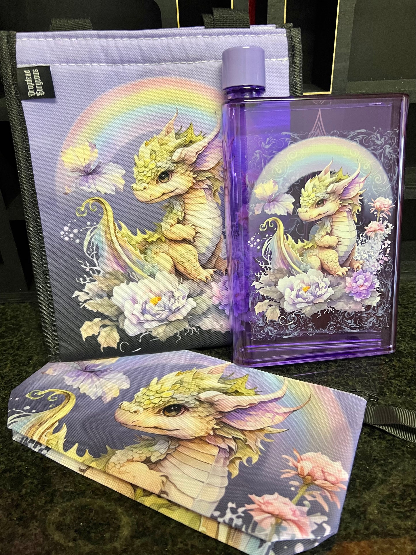 LAVENDER DRAGON - lunch / pencil case set