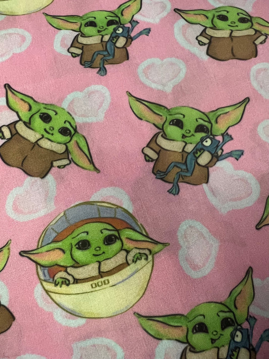 BABY YODA AND FROG  - Polycotton Fabric from Japan