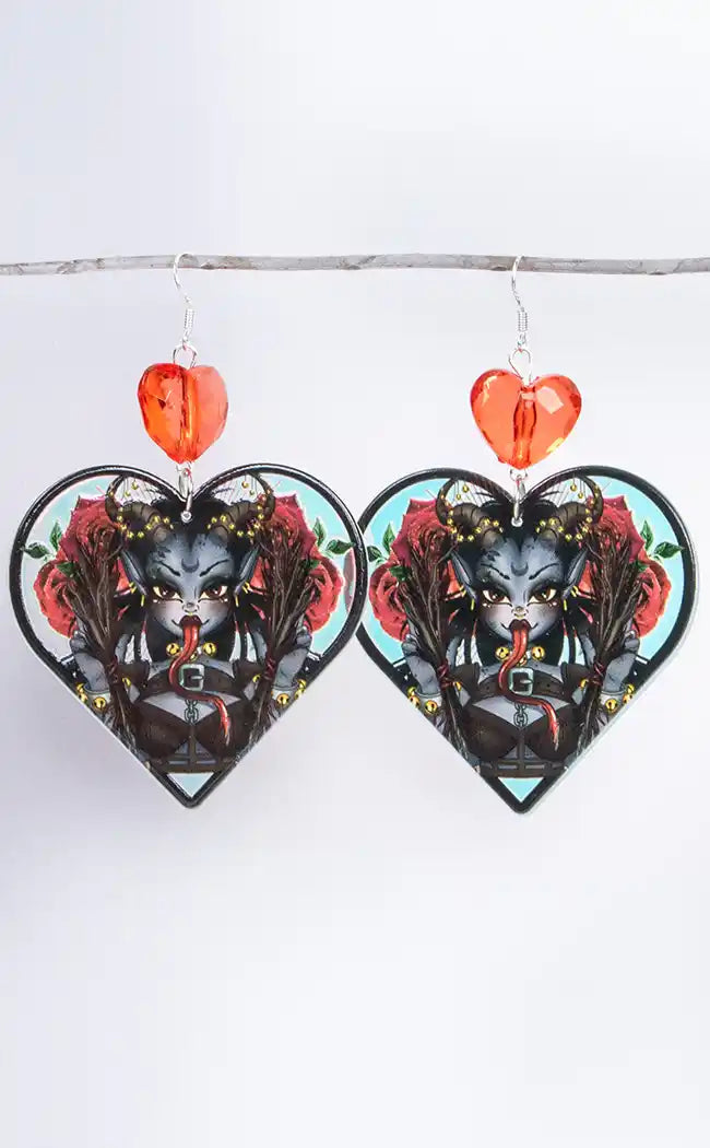 lady Krampus Earrings - Rose Demon