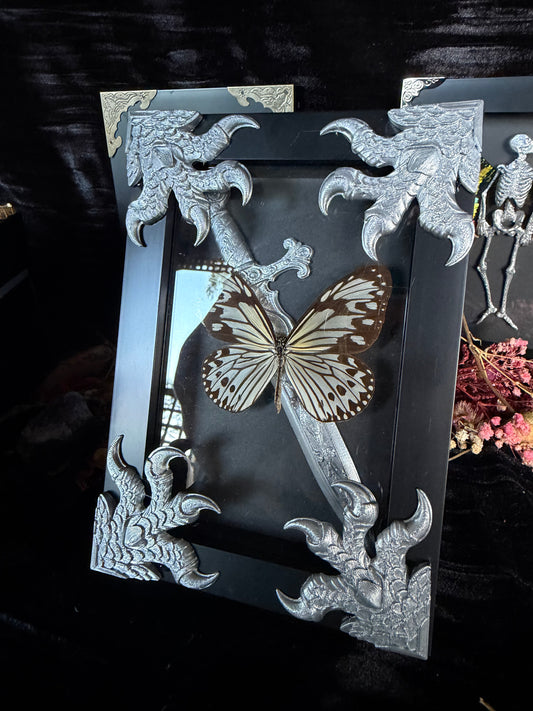 CLAW AND DAGGER - silver specimen frame