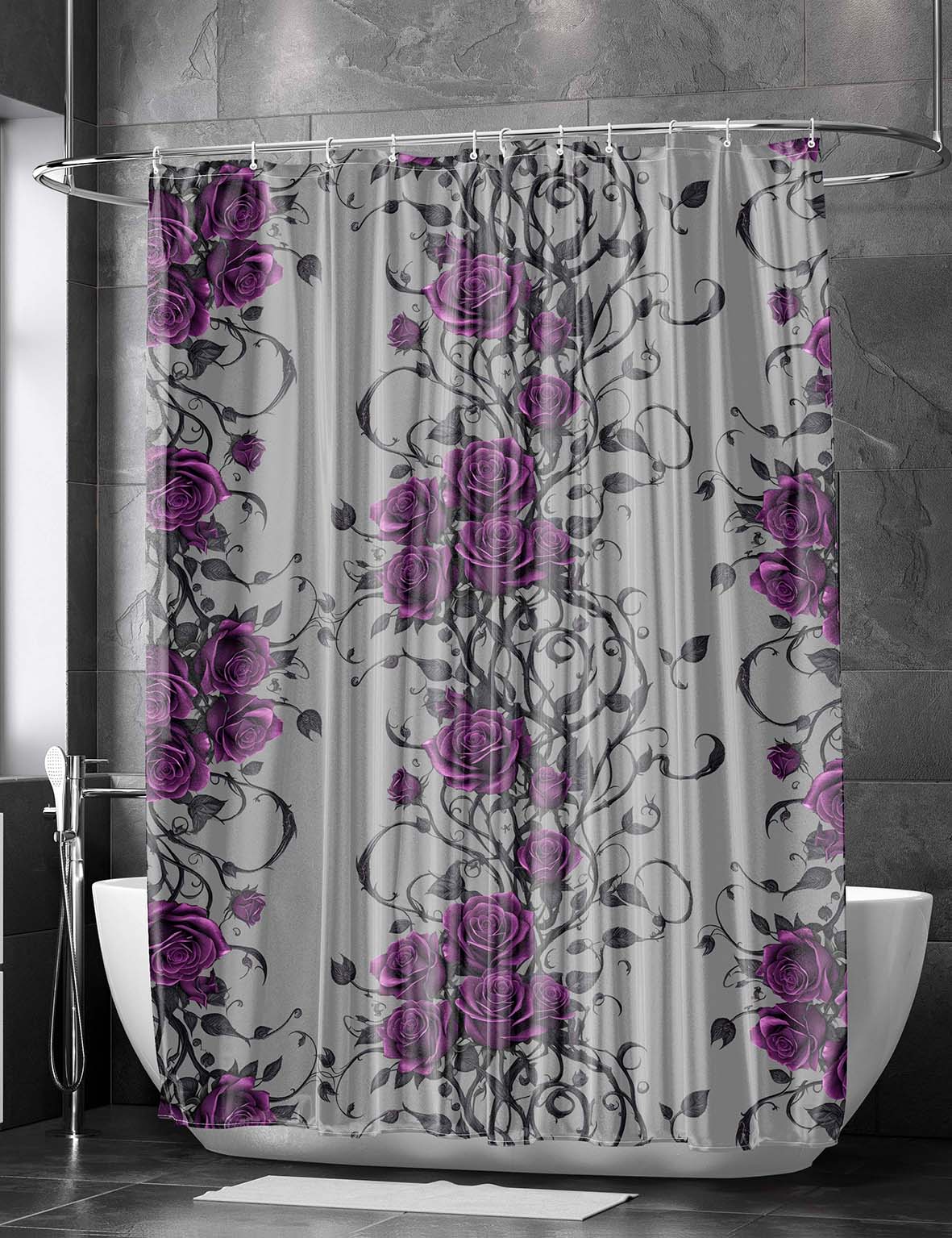 BED OF ROSES - Shower Curtain / Bath Mat Set